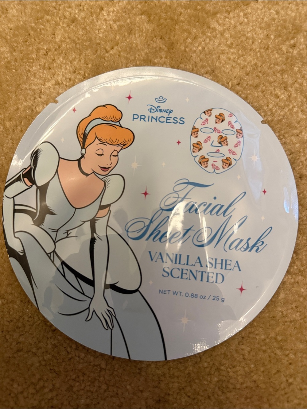Disney Princess Vanilla Shea Facial Sheet Mask - White & Light Blue (Cinderella)